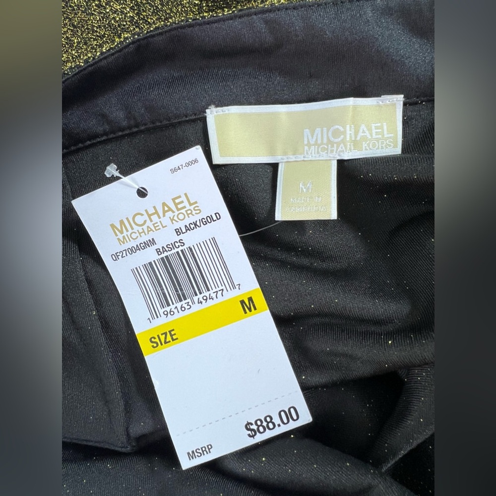 Michael Michael Kors NWT Asymmetrical Hemline Mini Skirt in Black & Gold Size:M - Picture 10 of 15